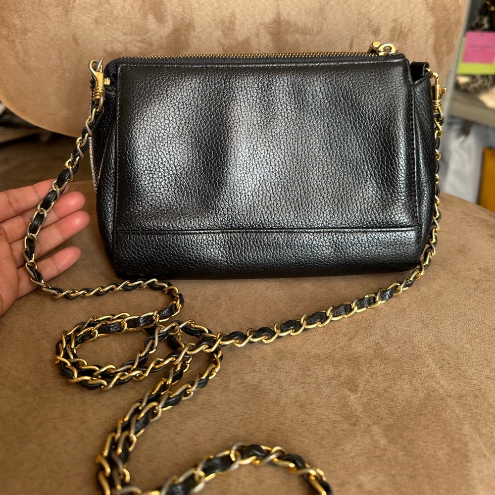 MCM Black Leather w/ Gold Chain Crossbody Bag, Good Condition - Picture 4 of 15